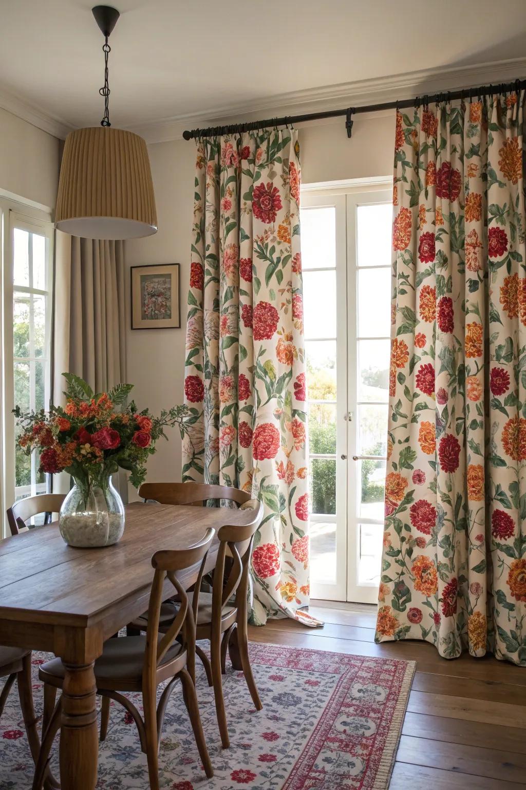 Patterned curtains can transform any room into a bold, chic haven.
