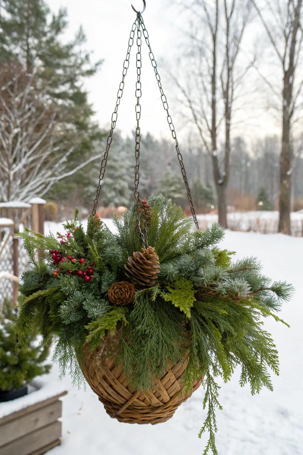 Evergreens infuse winter features with enduring charm.