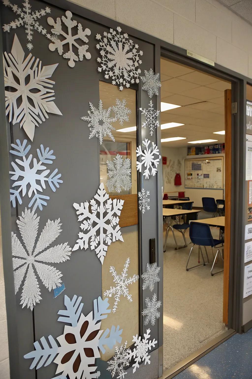 A mesmerizing display of grand snowflakes.