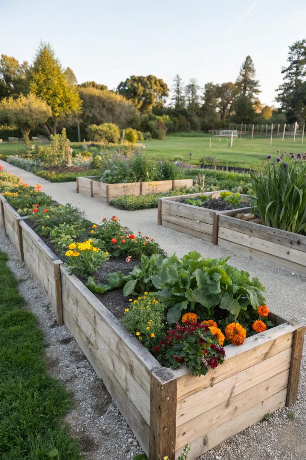 Enhance your garden's appeal with these captivating wooden elevated beds.