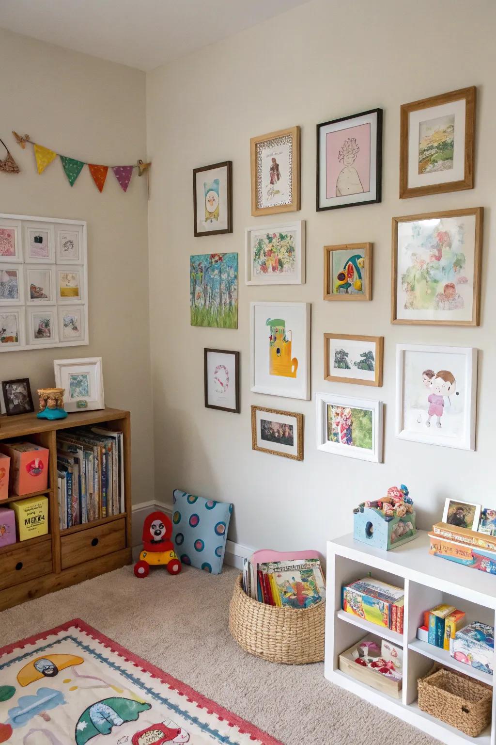 A display wall turns memories into artistic exhibitions.