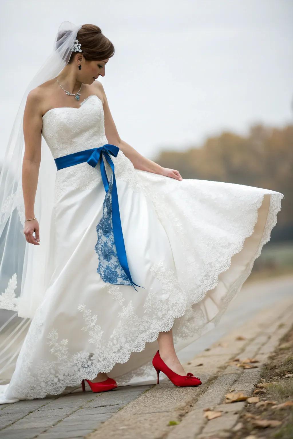 Refined bridal wear showcasing a patriotic spin.