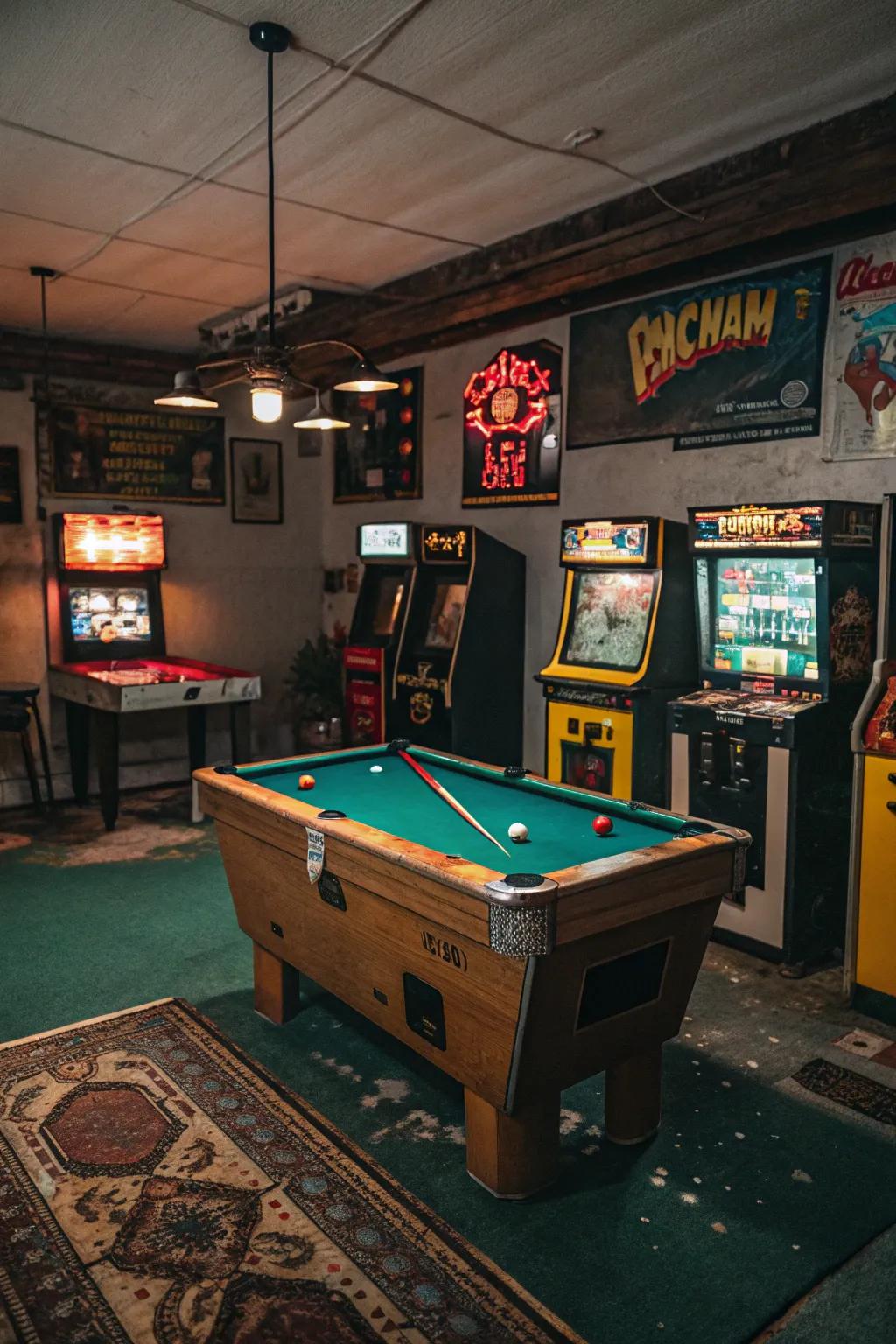 A recreational chamber adds amusement and nostalgia.