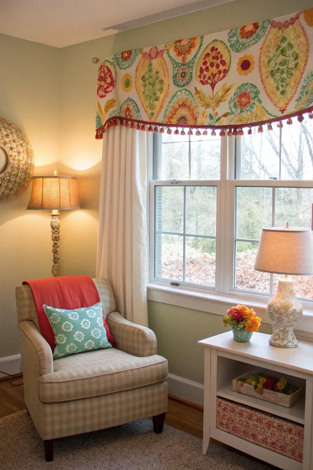 Fabric accents bring color and softness.