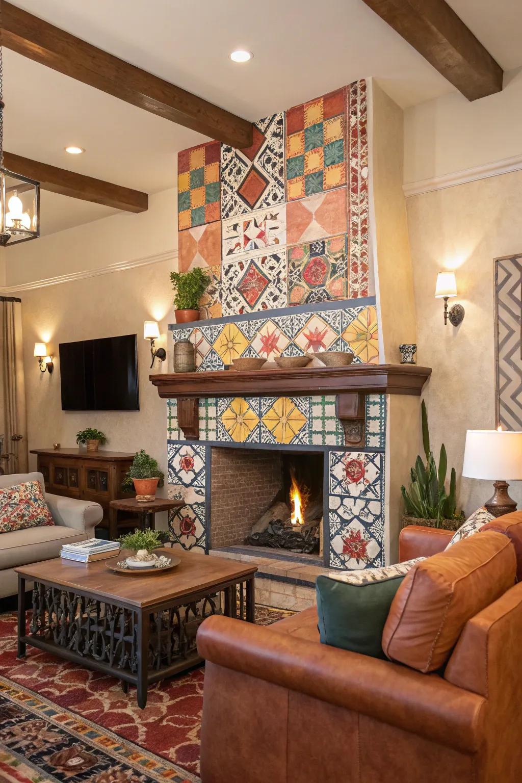 Colorful tilework injects a playful, lively ambiance.