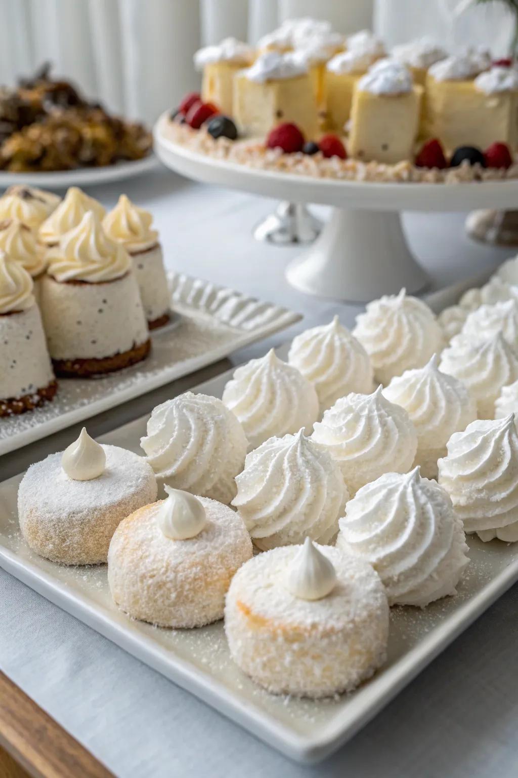 Ivory confections provide a sweet finale to the dinner party.