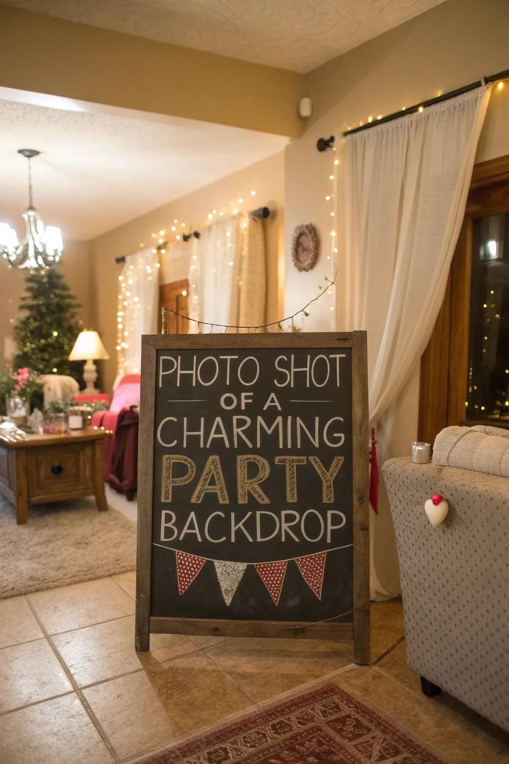 Display creativity with a customizable chalkboard backdrop.