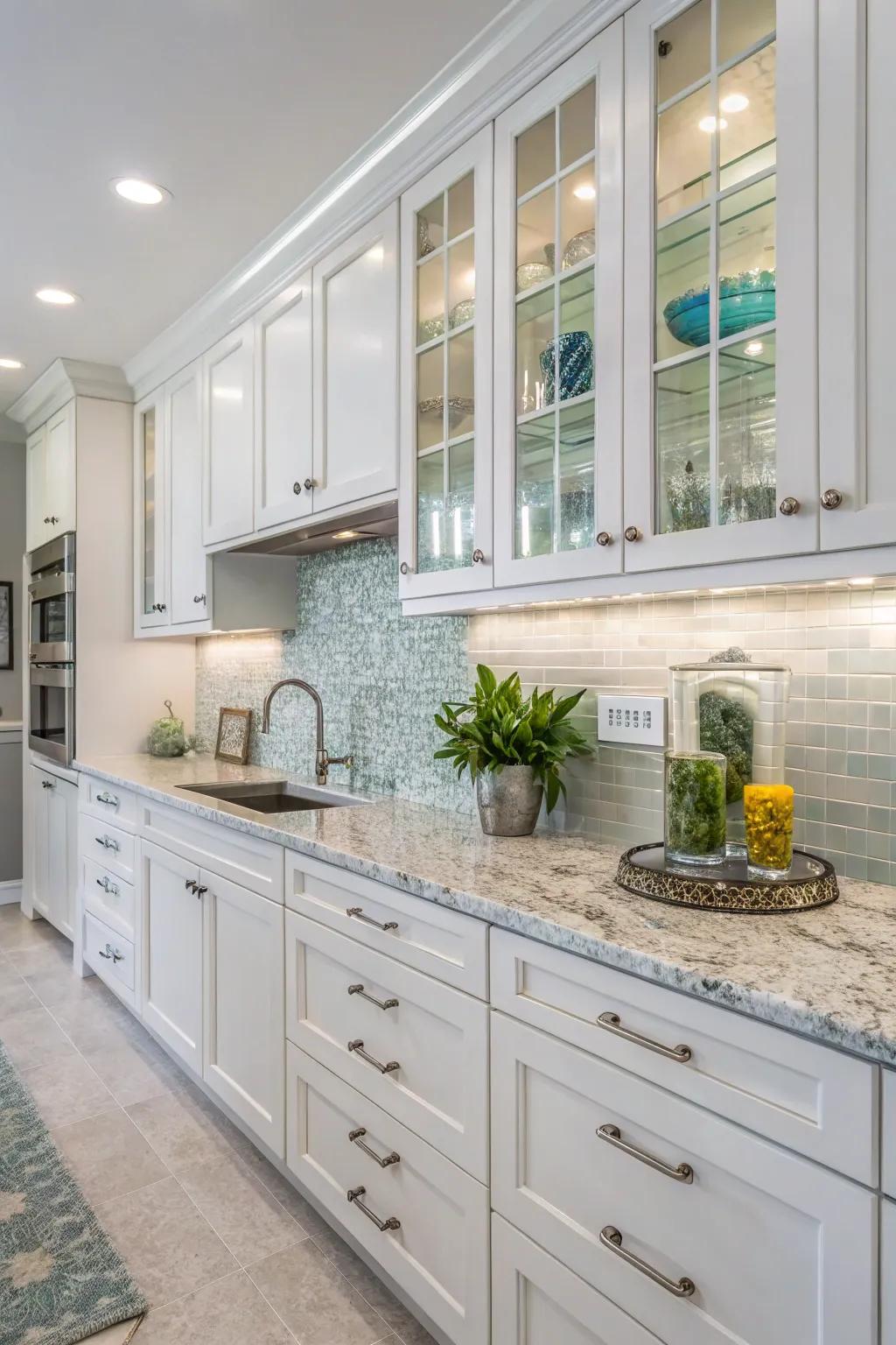 Vitreous modules illuminate the cooking area through their reflective and graceful facade.