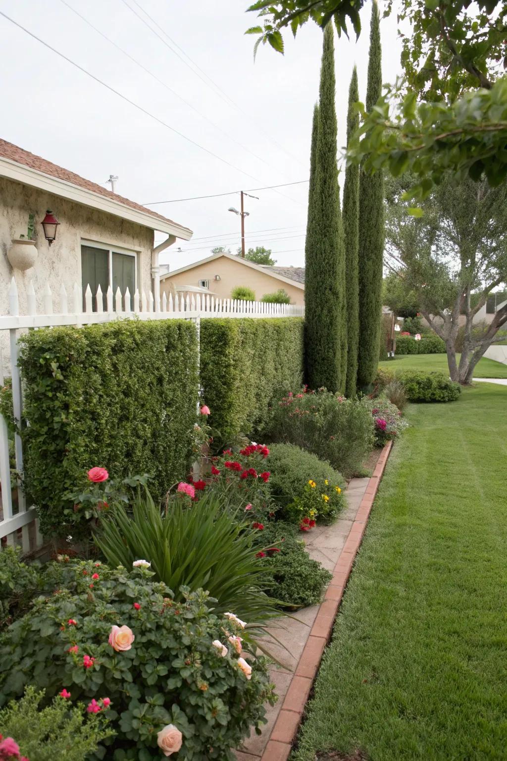 Create a private oasis with lush, high greenery.