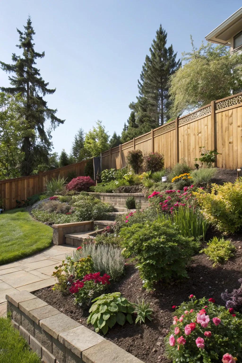 Tiered flora infusing profoundness and dimension.