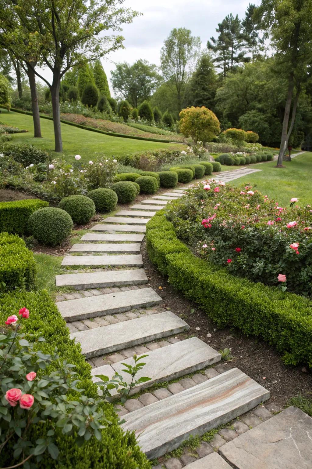 Lifted stepping stones inject dimension and allure into gardens.
