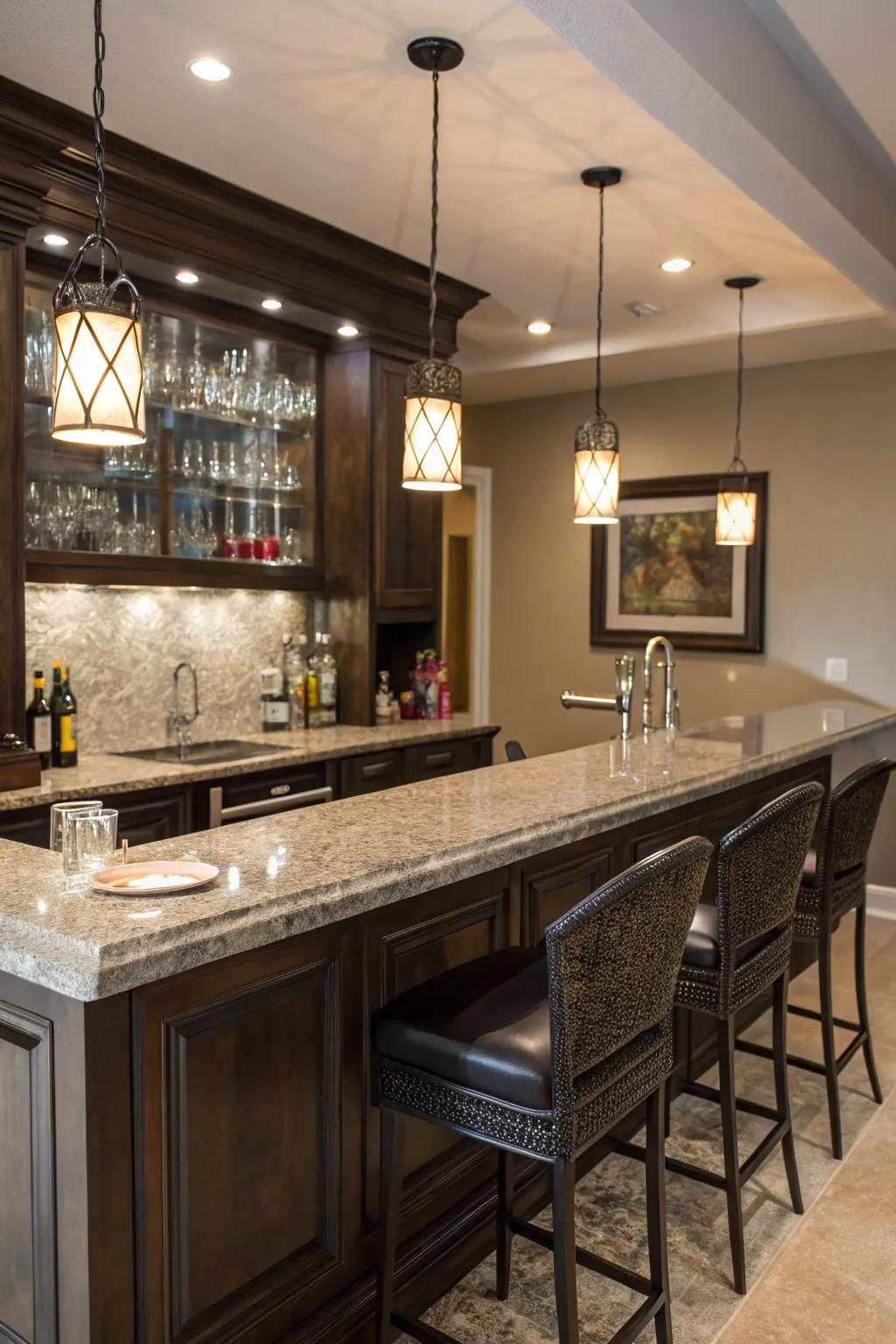 Natural stone adds luxury and beauty to your bar.