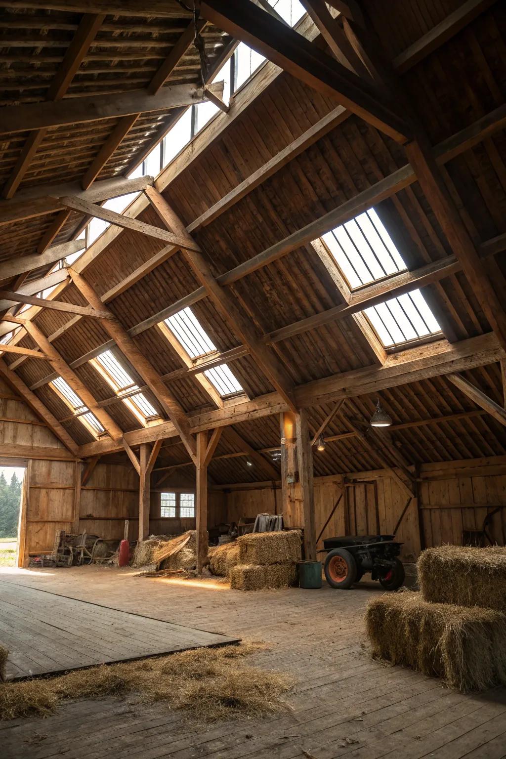 Roof windows bring daylight to previously dim areas.