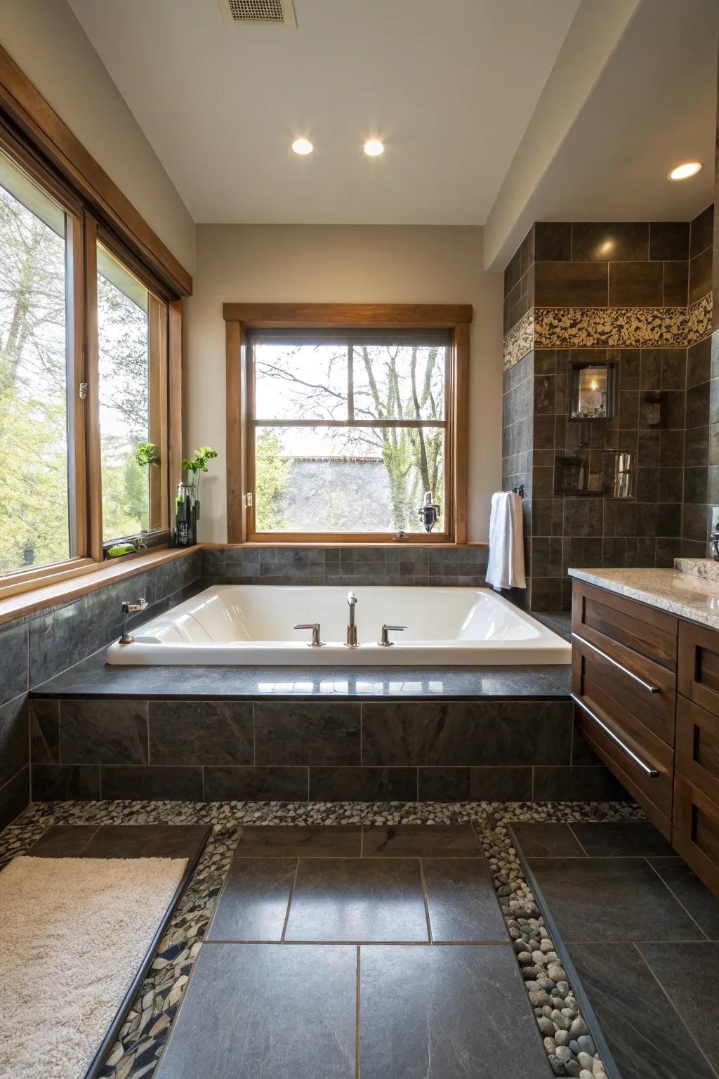 Recessed bathtubs fashion a unique and lavish bathing experience.