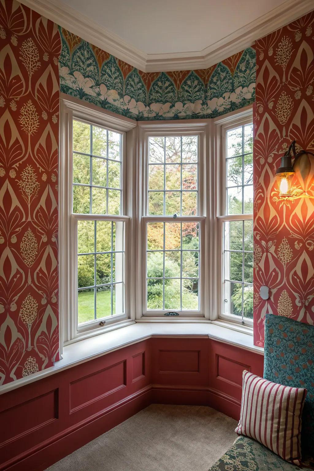 A feature wall encircling your bay window generates a breathtaking visual influence.