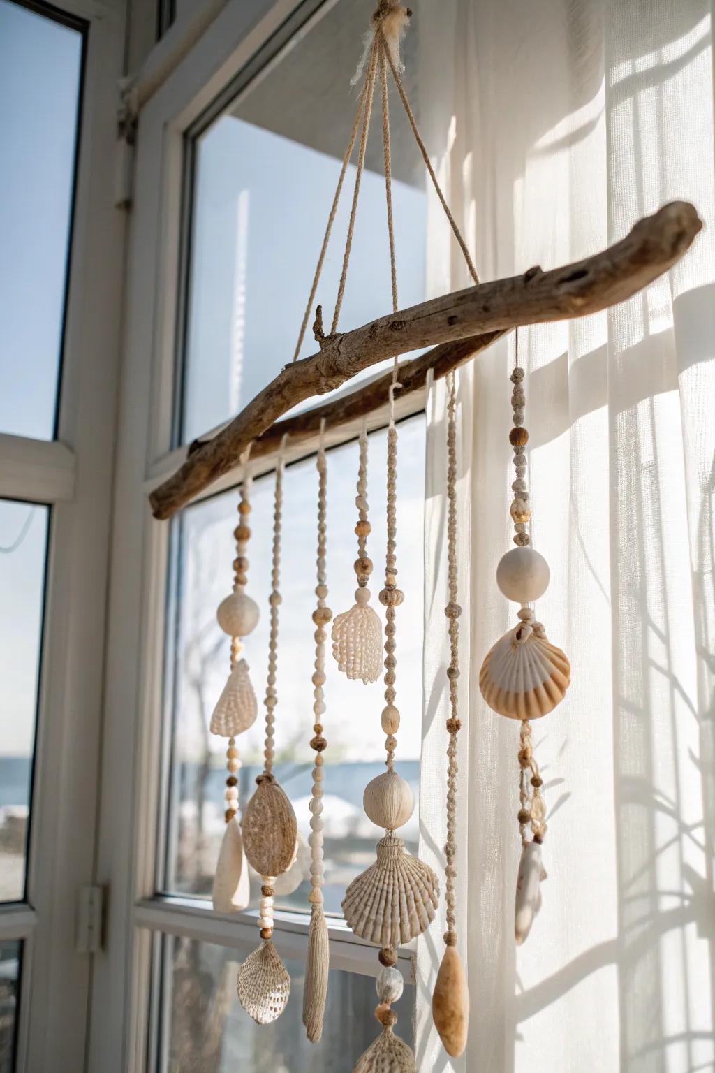 Bring the sea's soothing sounds indoors with a coastal timber mobile.
