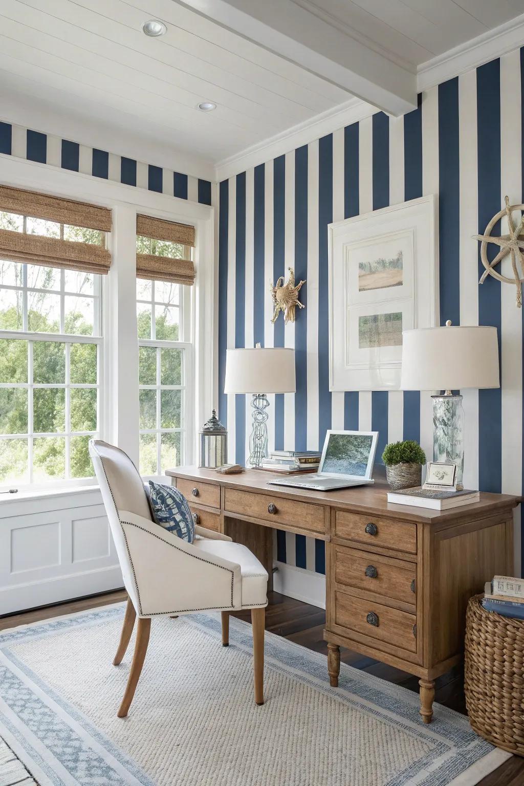 Inspire productivity with classic nautical-themed wallpaper.