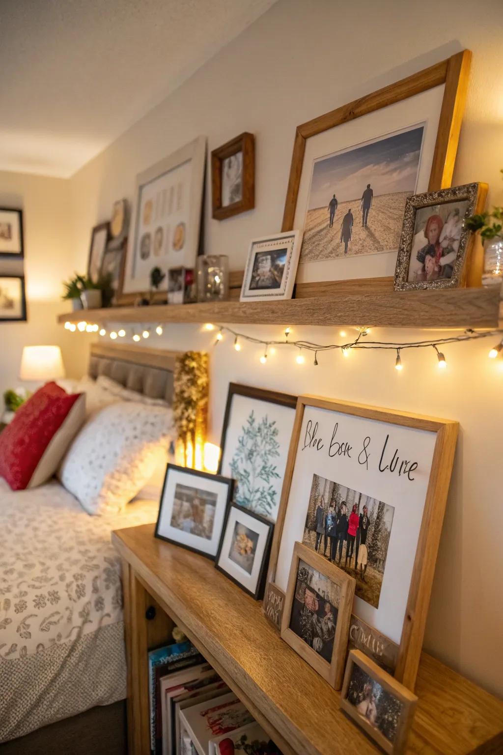 Picture ledges provide an adaptable method for showing art and photos.