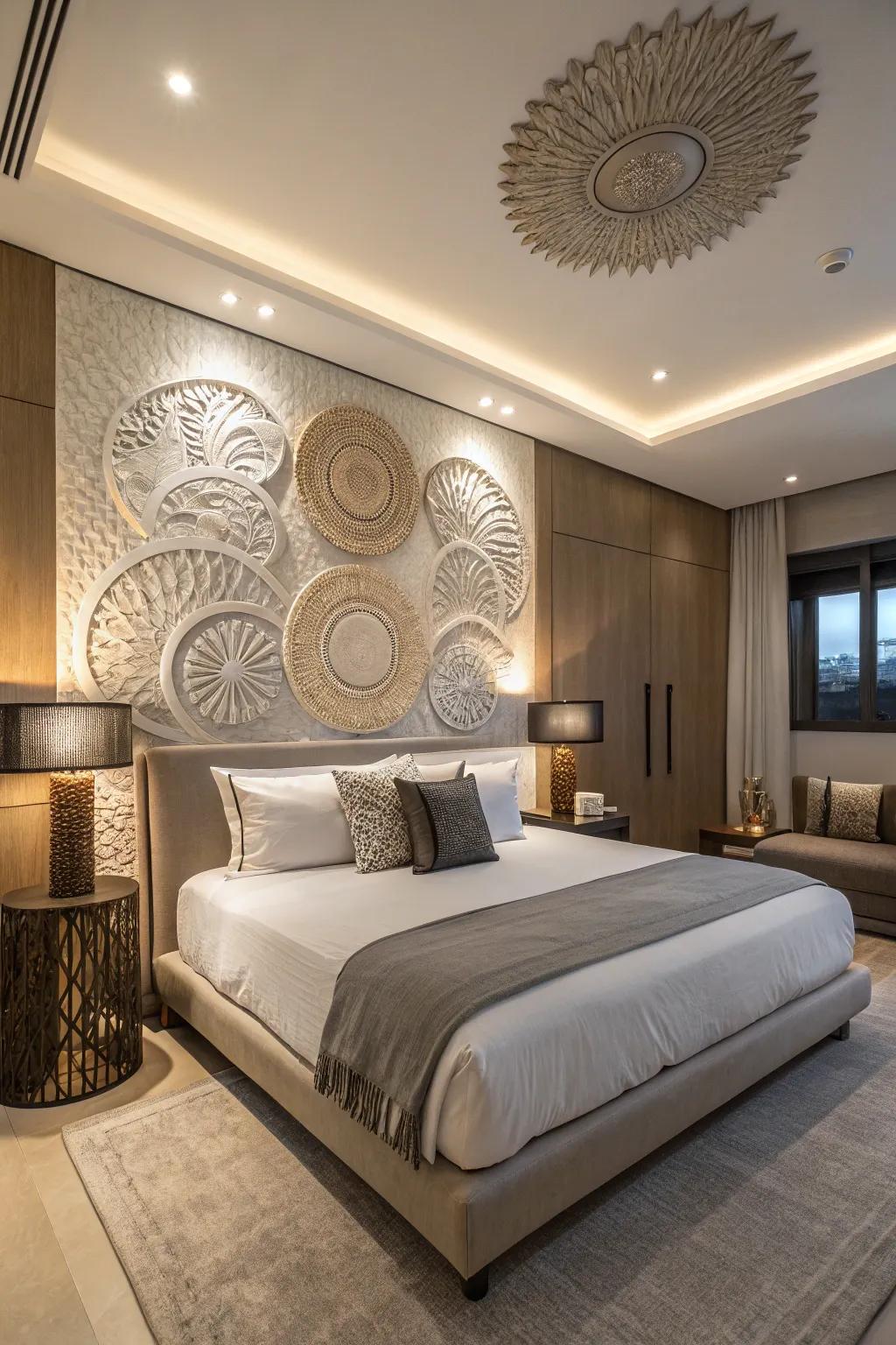 Wall art enhances the artistic charm of your bedroom.