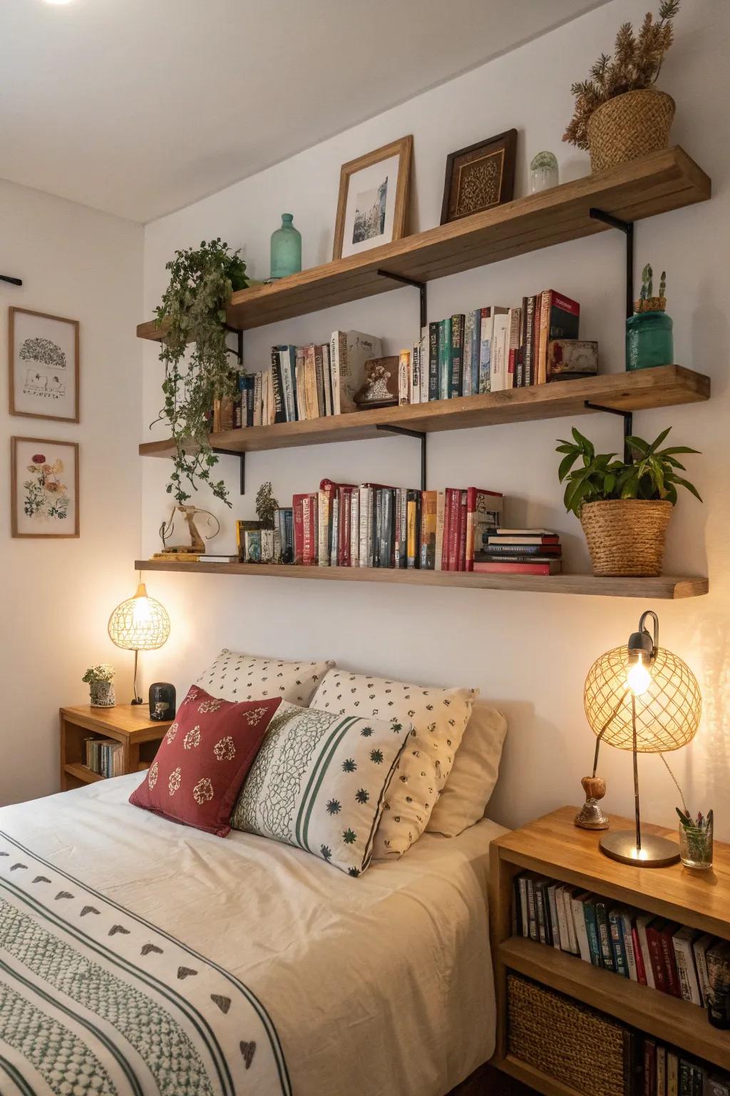 Shelving adds style and storage.