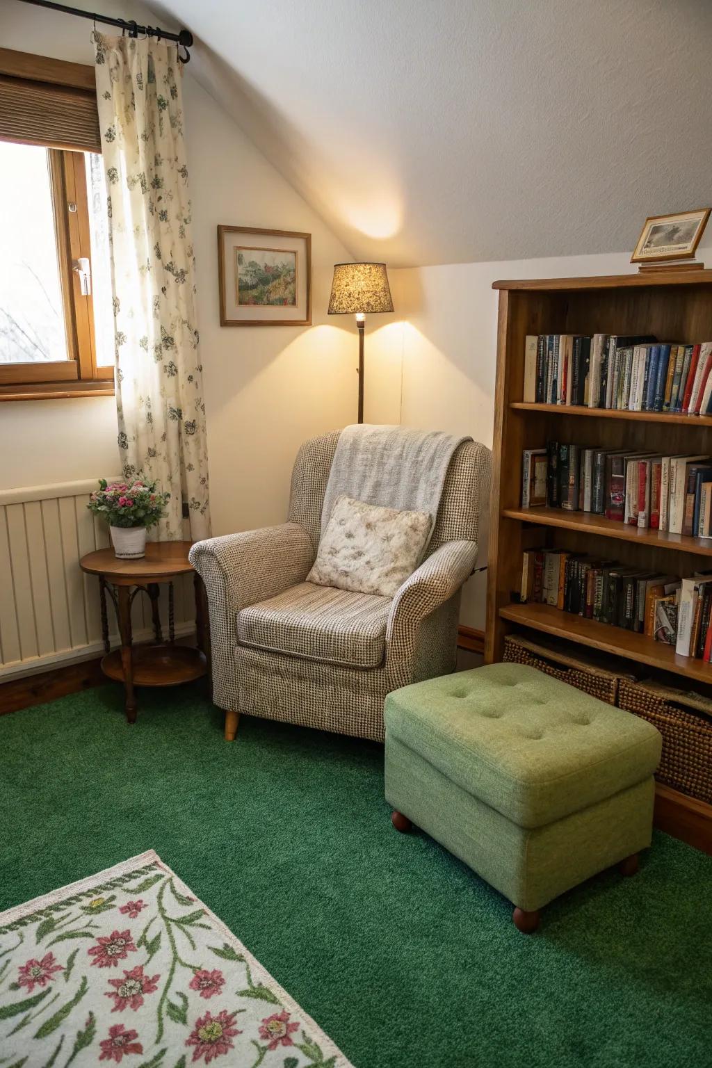 Book corner for relaxation.