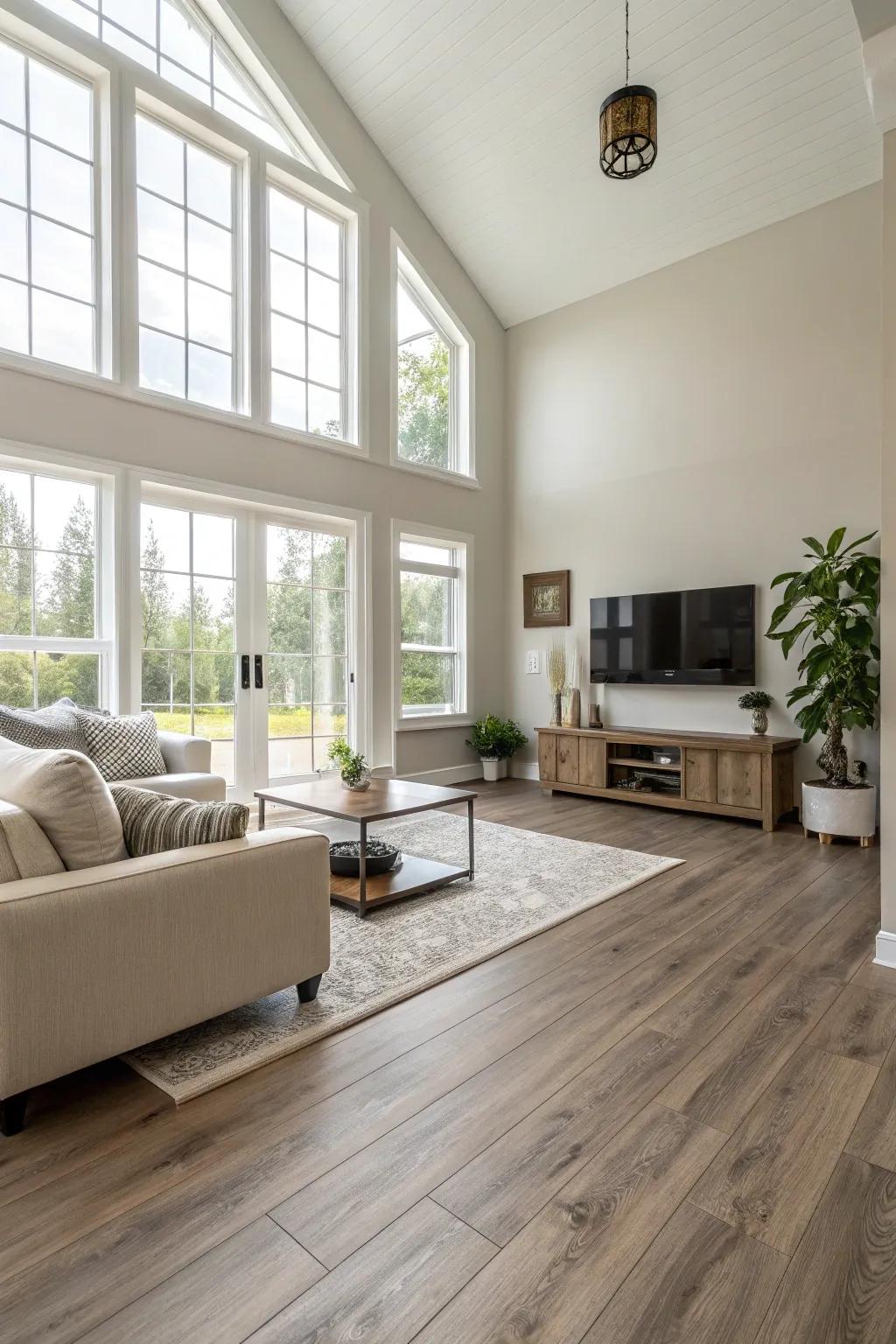 Laminate flooring provides a polished look that is easy to take care of.