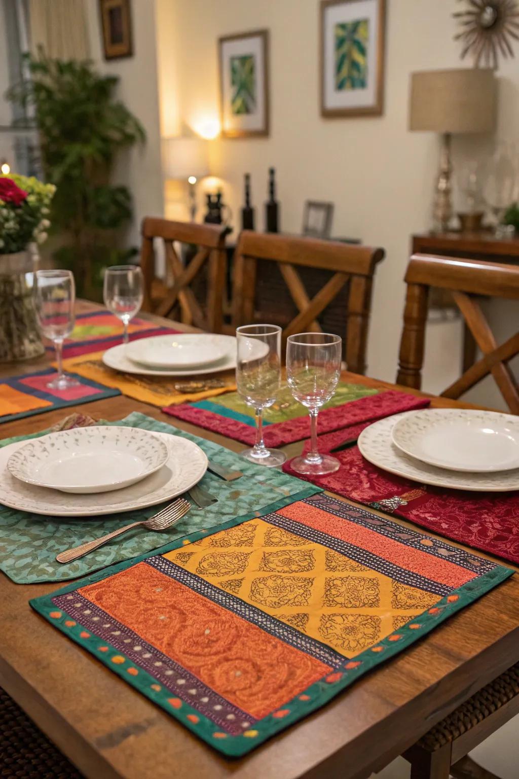 Infuse refinement employing sari table linens.