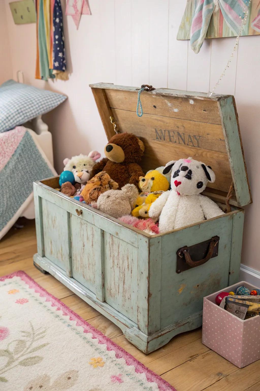 Toy boxes offer a classic and charming storage option.
