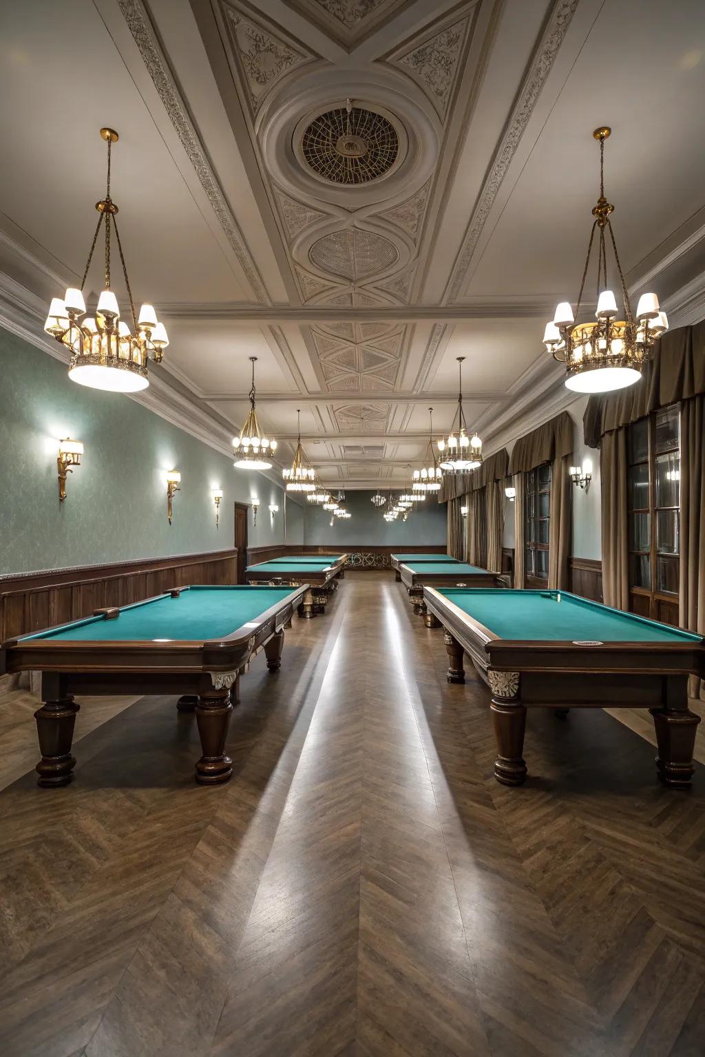 Symmetrical configuration delivers harmony to your billiard space.