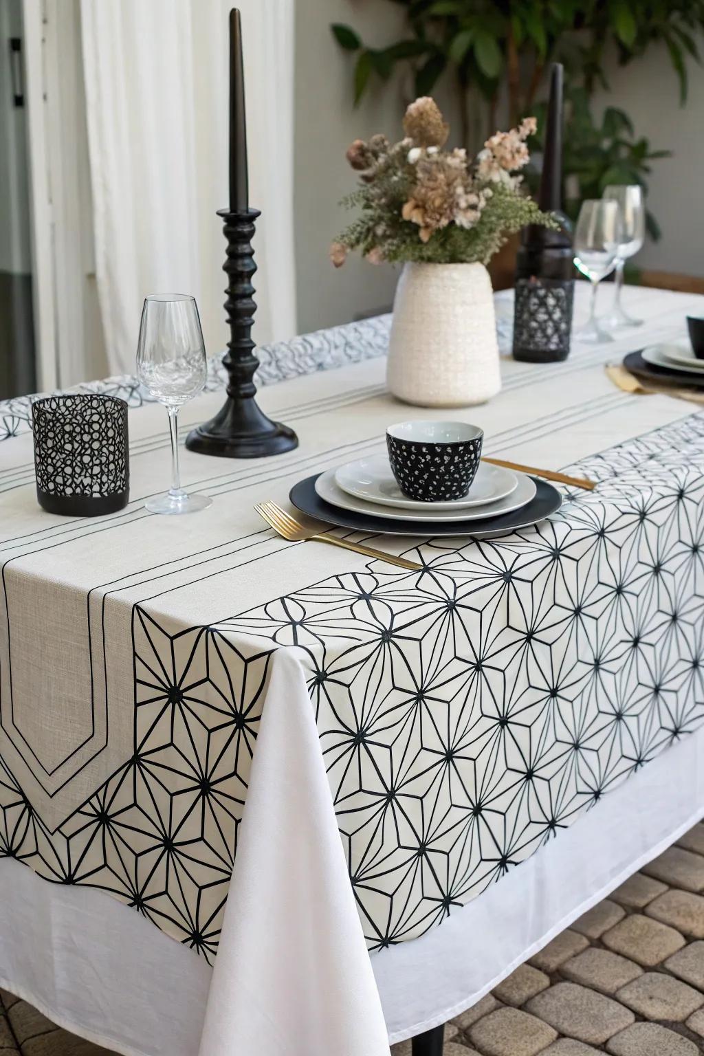 Geometric aesthetics introduce contemporary style to the traditional theme.