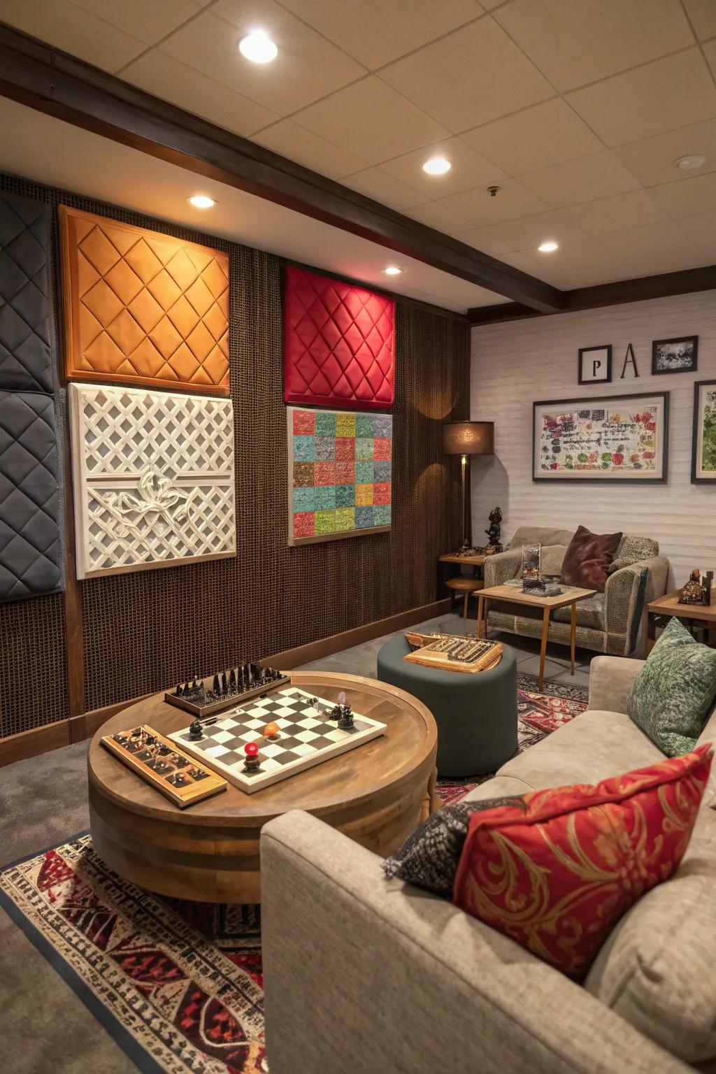 Acoustic paneling elevates sound quality and infuses an ornamental flair.