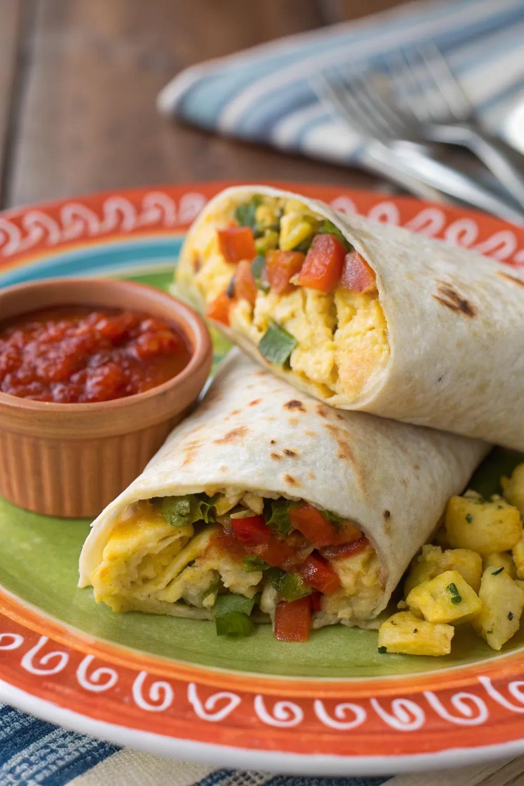 Breakfast roll-ups are a savory and satisfying choice for breakfast in bed.