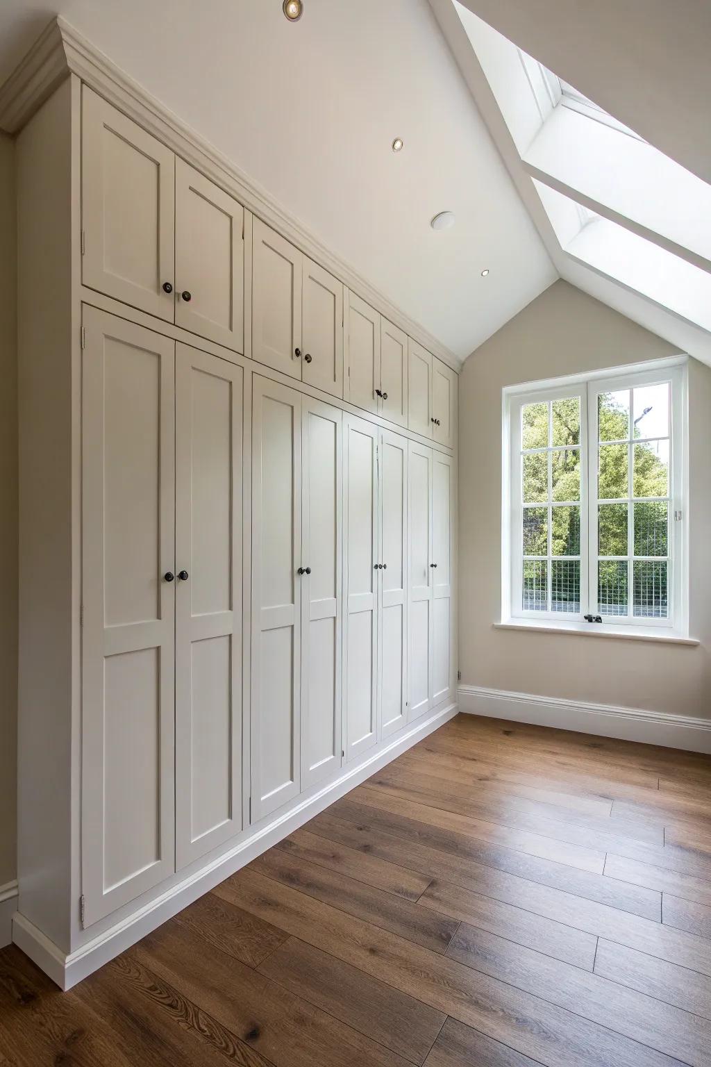 Floor-to-ceiling closets make the most of high ceilings.