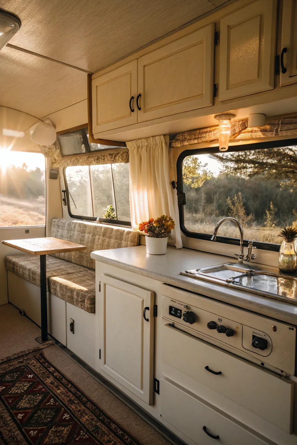 Cream cabinets offer a timeless, vintage charm.