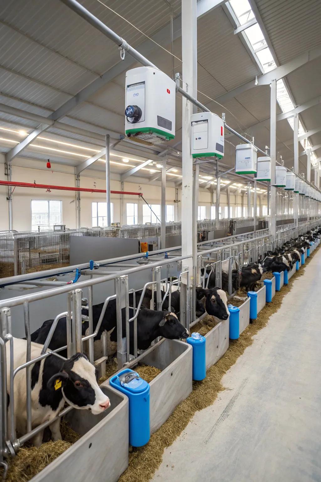 A tech-savvy calf barn with modern automation features.
