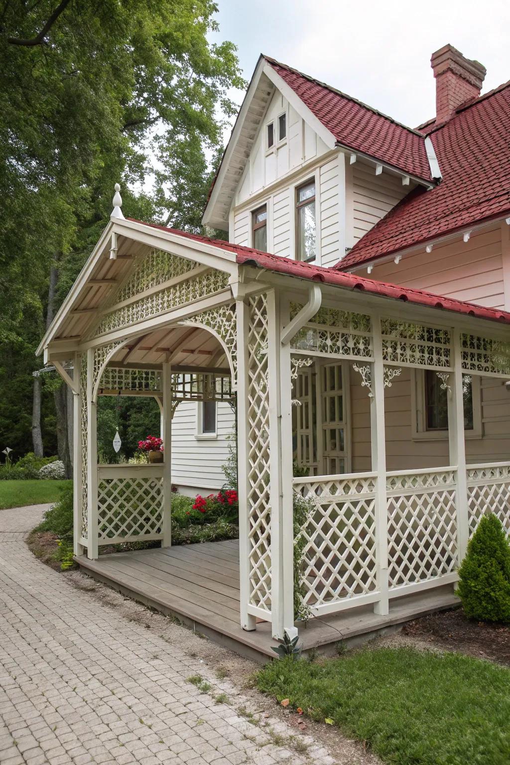 Charming lattice panels providing both style and privacy.