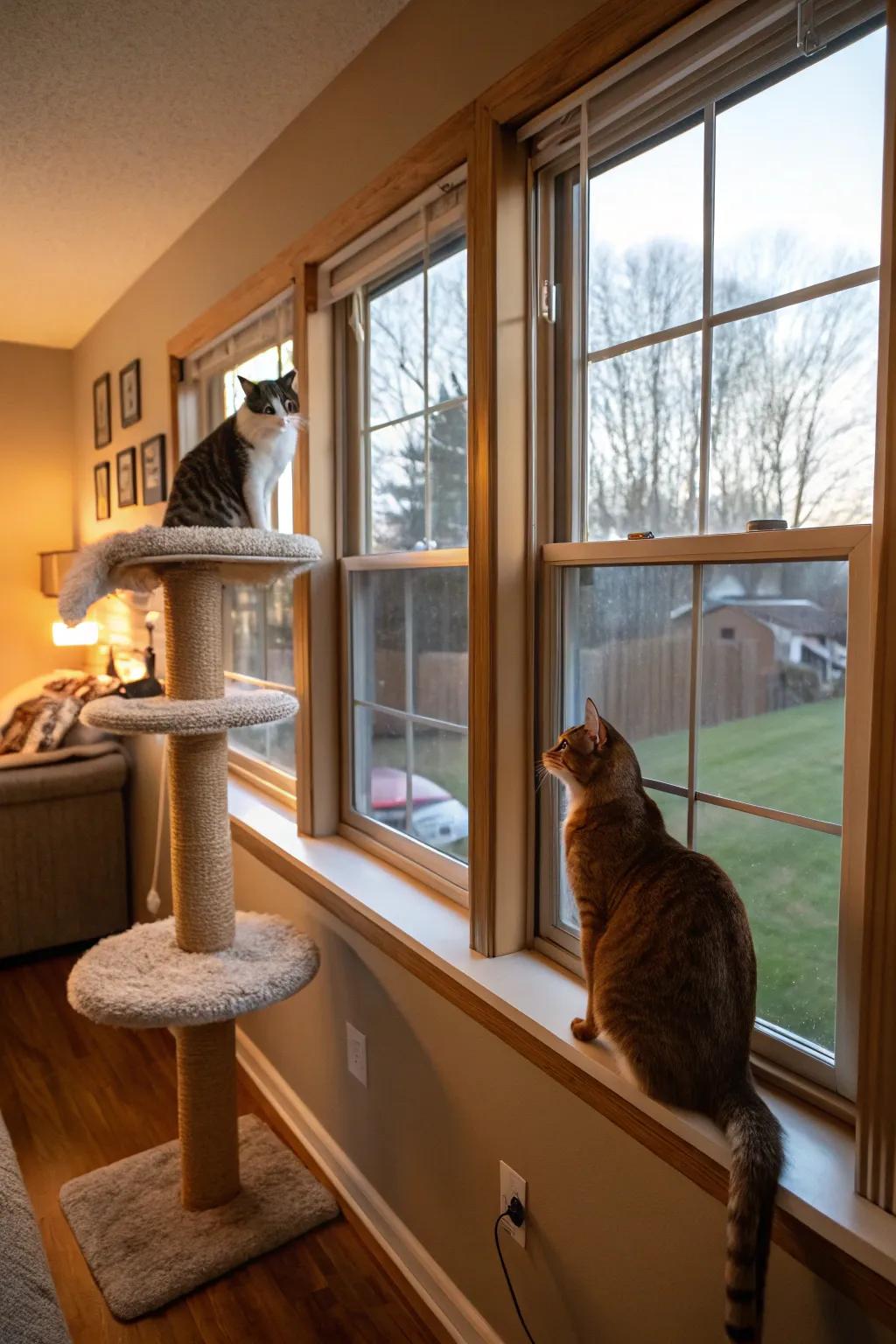 Bay window perches provide the perfect spot for sunbathing and people-watching.