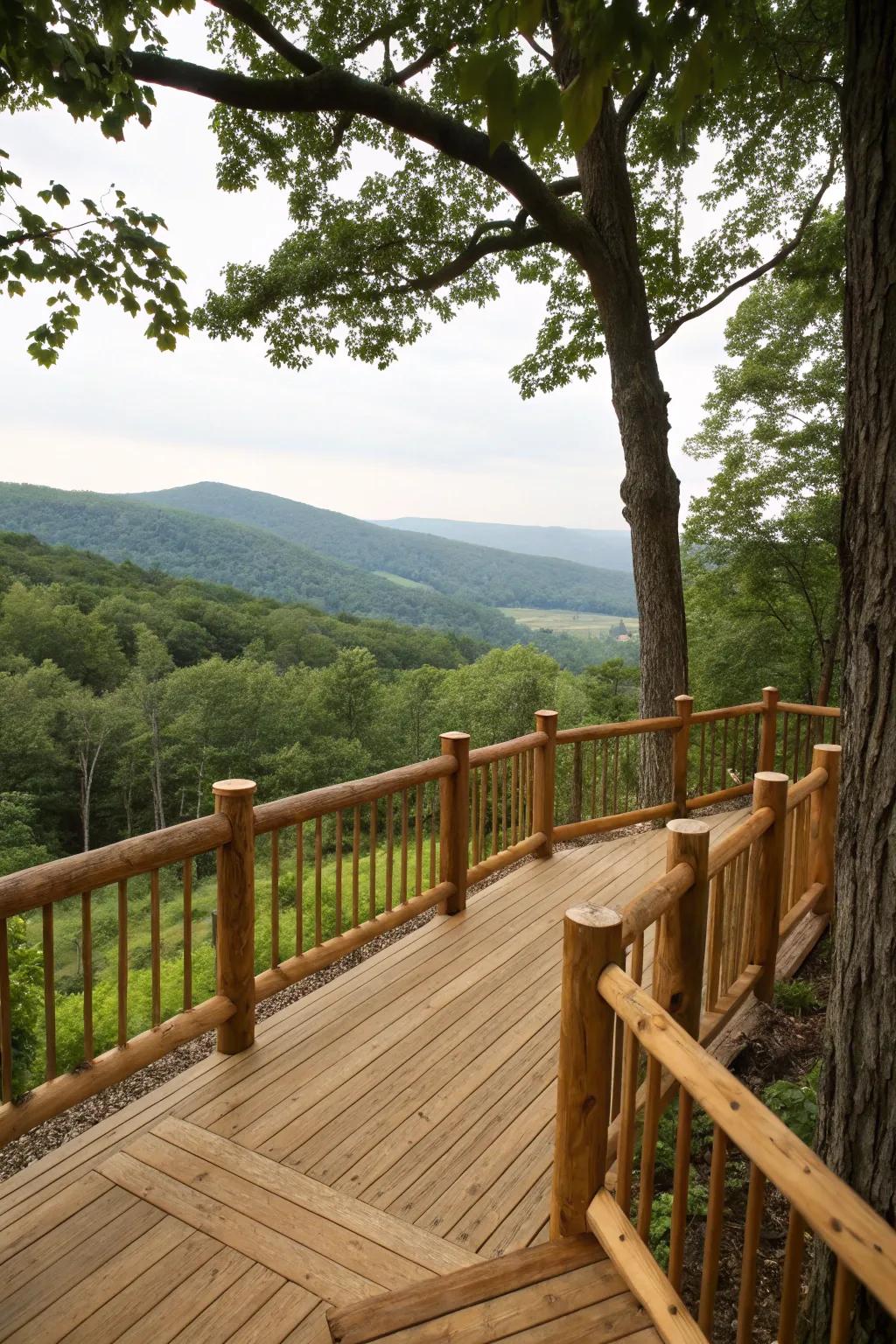 Blend with nature using branch railings.