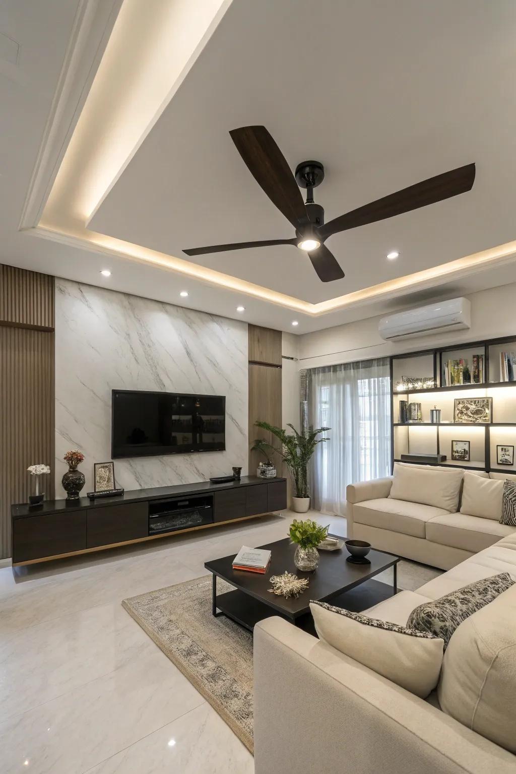 Appreciate a streamlined style with an air circulator showing hidden wings.