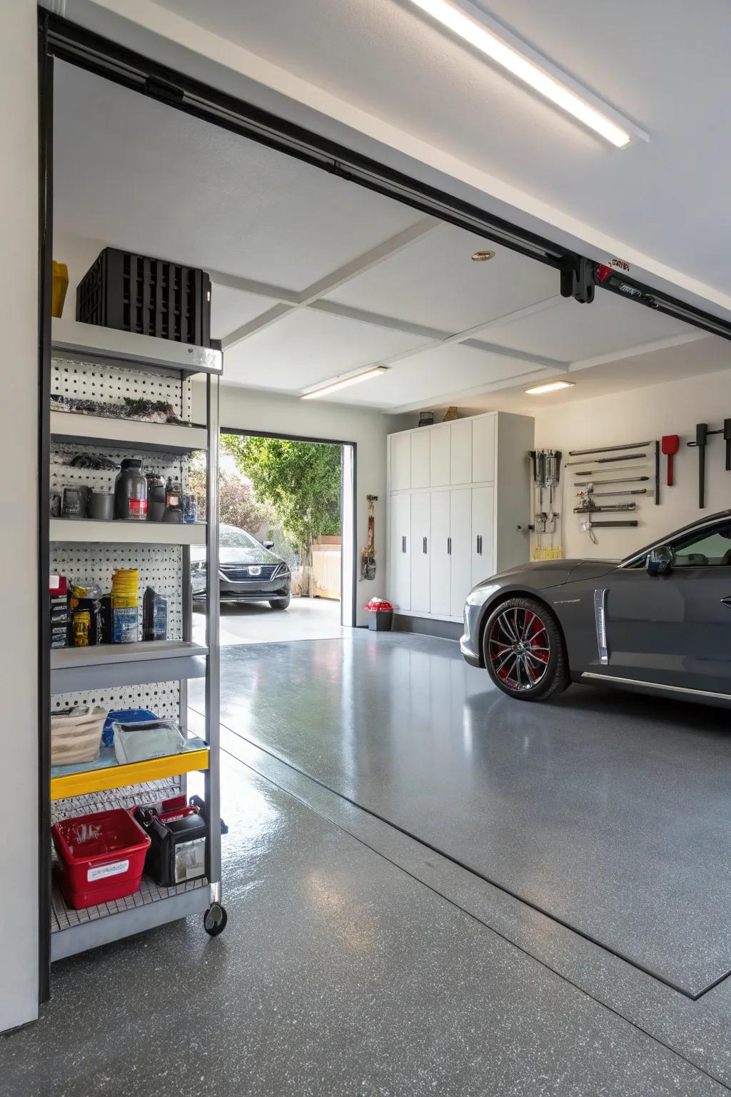 Resin coating: a glossy upgrade for garage floors.