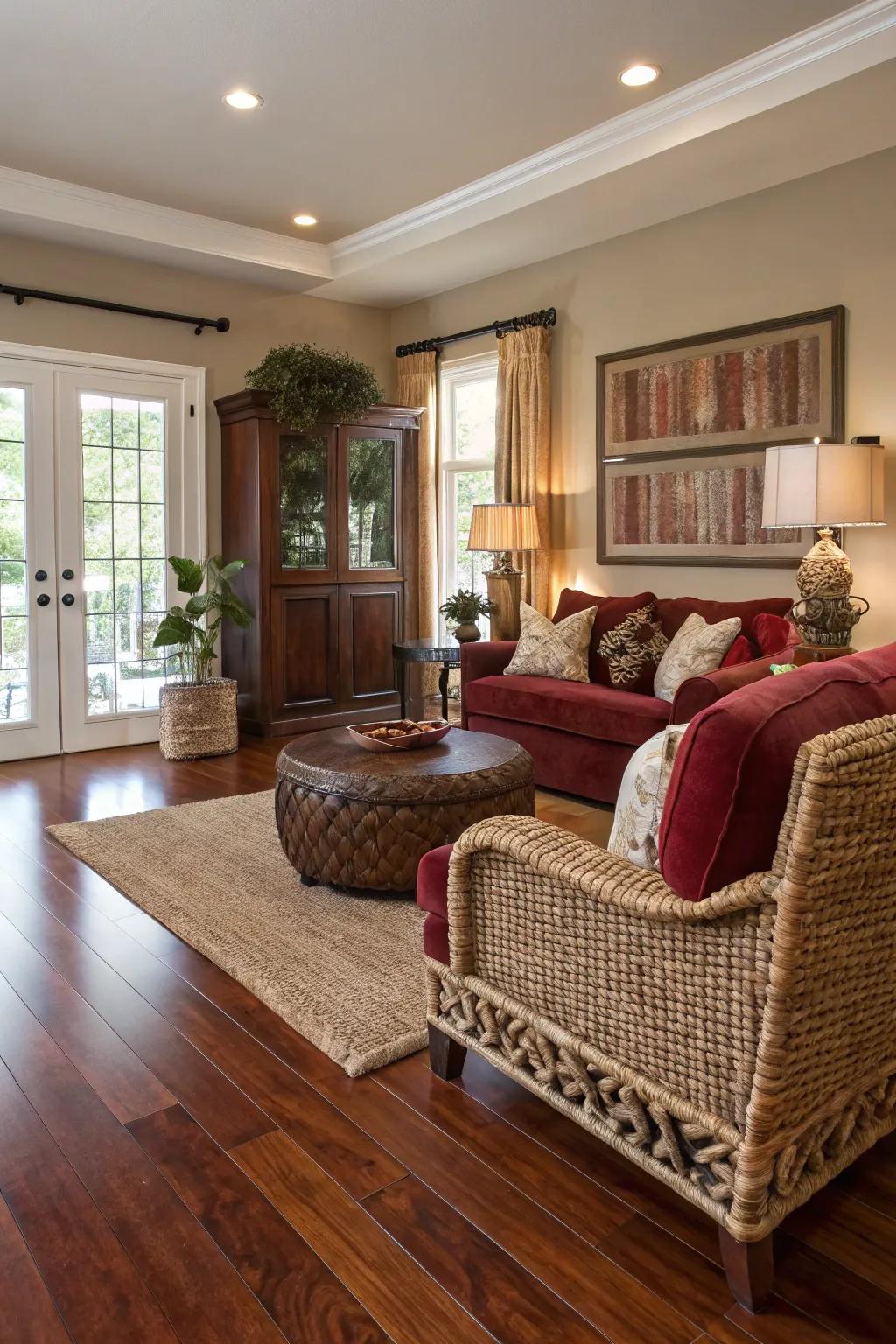 Unforeseen textures inject dimension and appeal into the aesthetic.