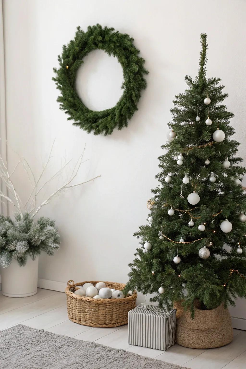 A minimalist approach to Christmas decor emphasizing simplicity and elegance.