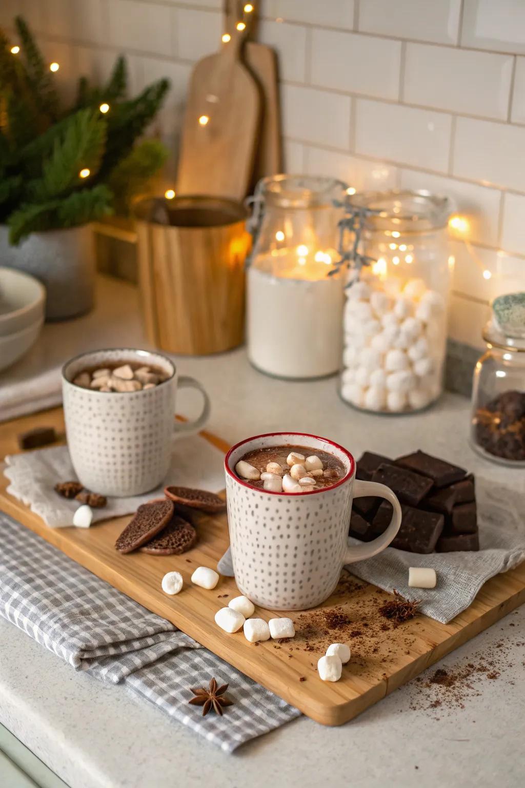 Warm up with a luxurious hot chocolate station.