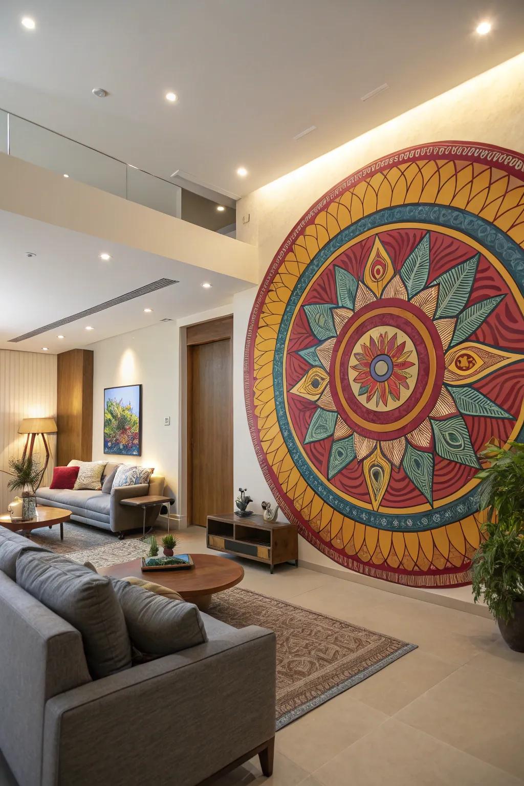 Make a statement with a circle wall mural.