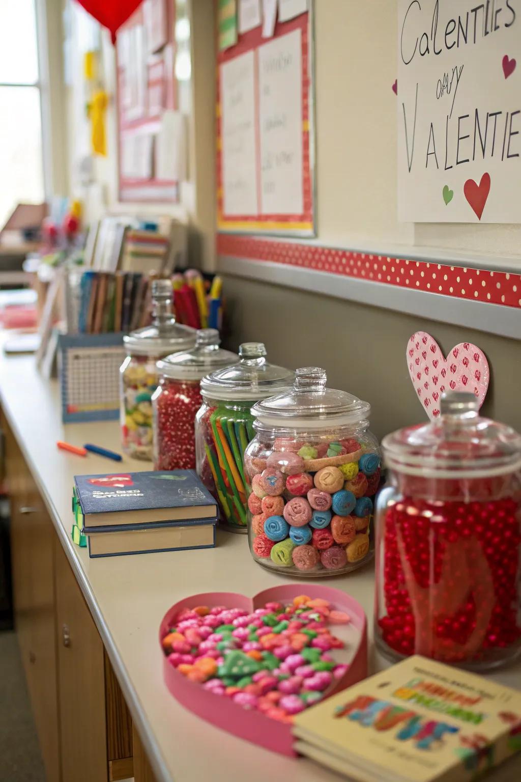 Sweet treat display that's both delicious and decorative.