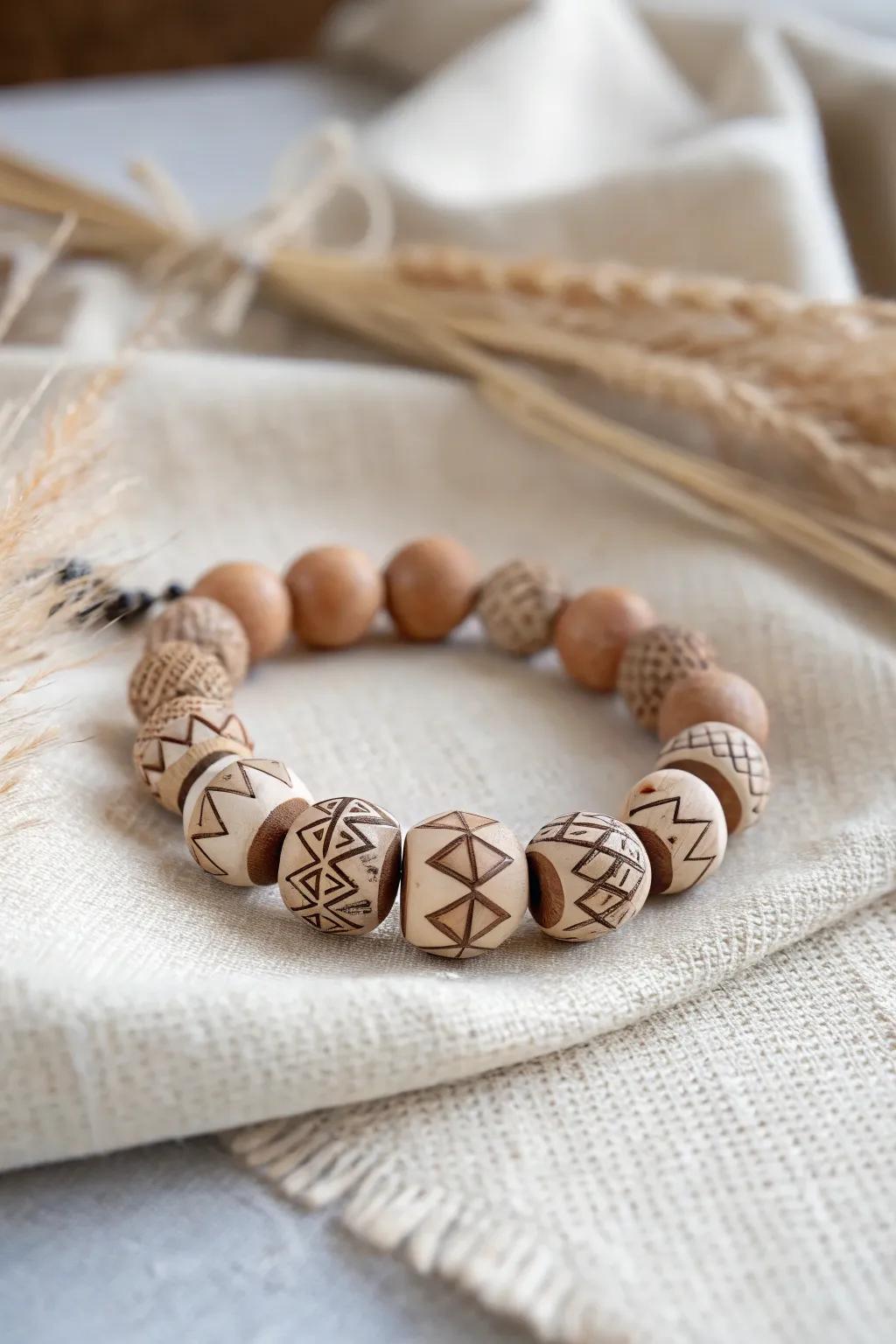 Embrace modern elegance with geometric patterns in clay bead bracelets. Perfect for the minimalist with a boho twist.