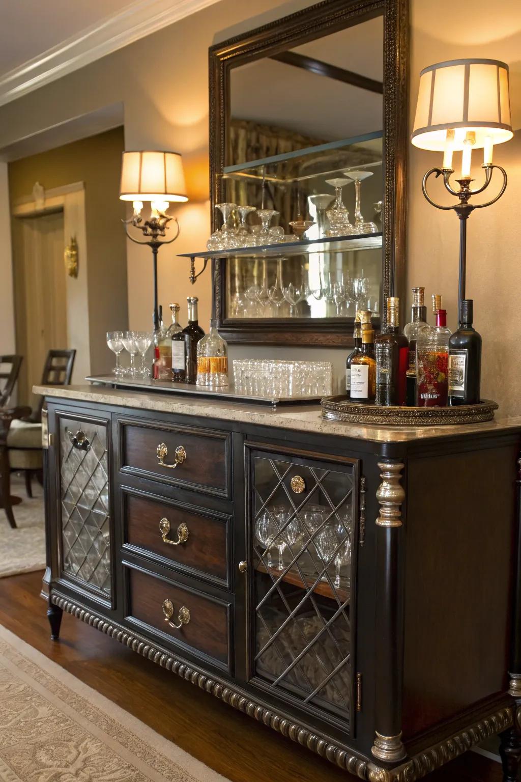 Repurposed furniture adds individuality and charm.