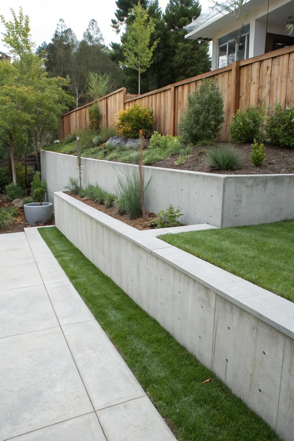 Poured concrete delivers a consistent, contemporary finish.
