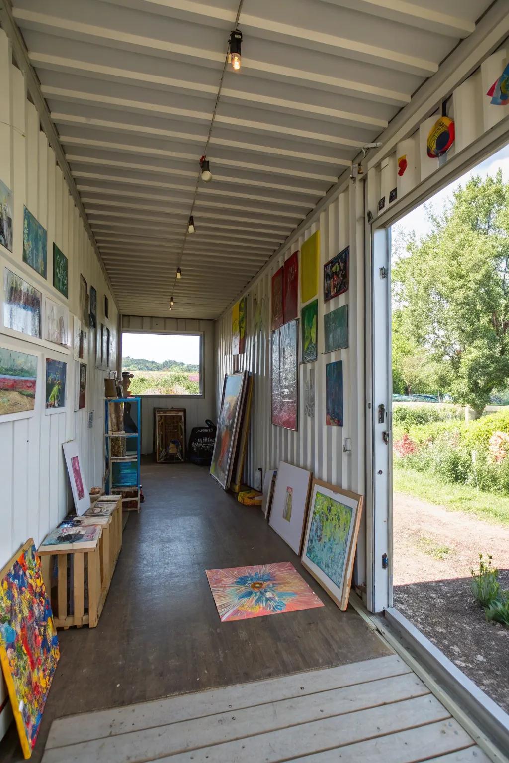 Container art space is suited for art activities.