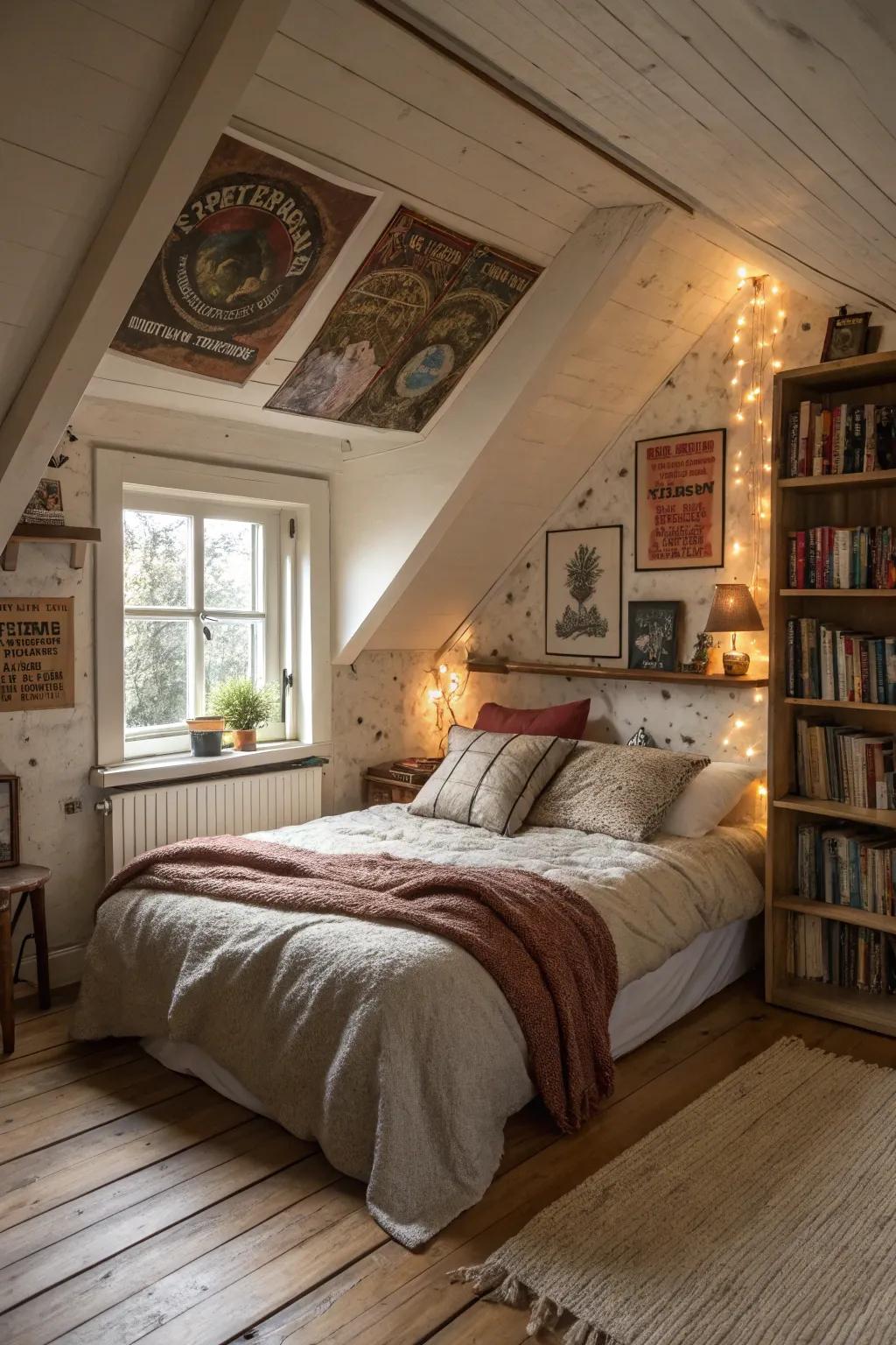 An attic hideaway possesses unique charm